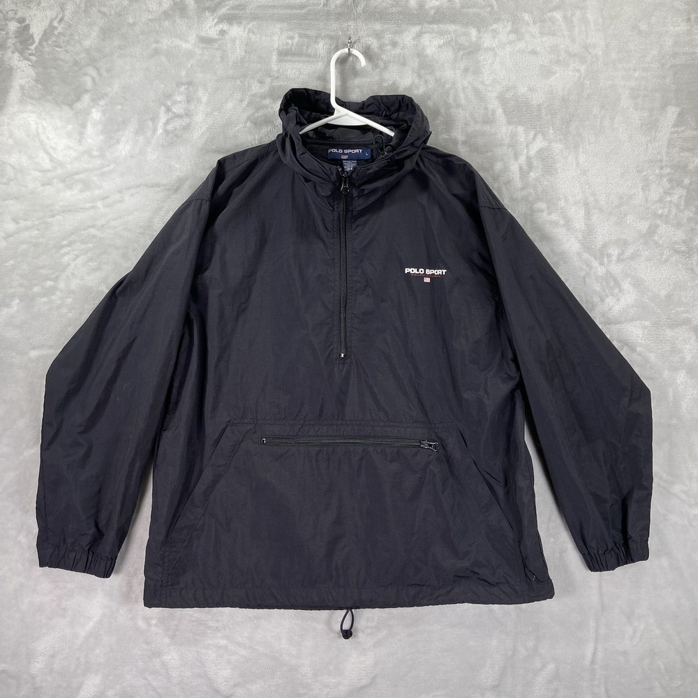 Polo Sport Ralph Lauren Jacket Mens Large Anorak 1/2 Zip Hooded Windbreaker Y2K